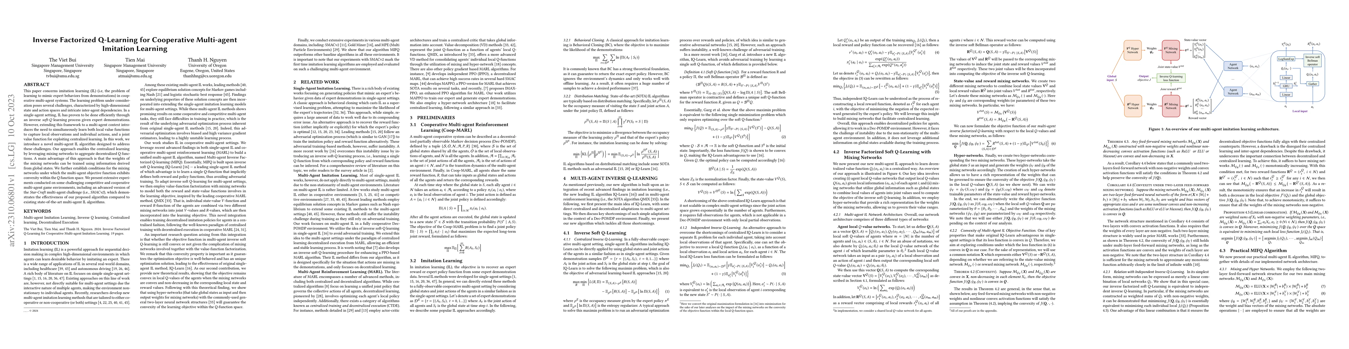 Thumbnail for Inverse Factorized Q-Learning for Cooperative Multi-agent Imitation
  Learning