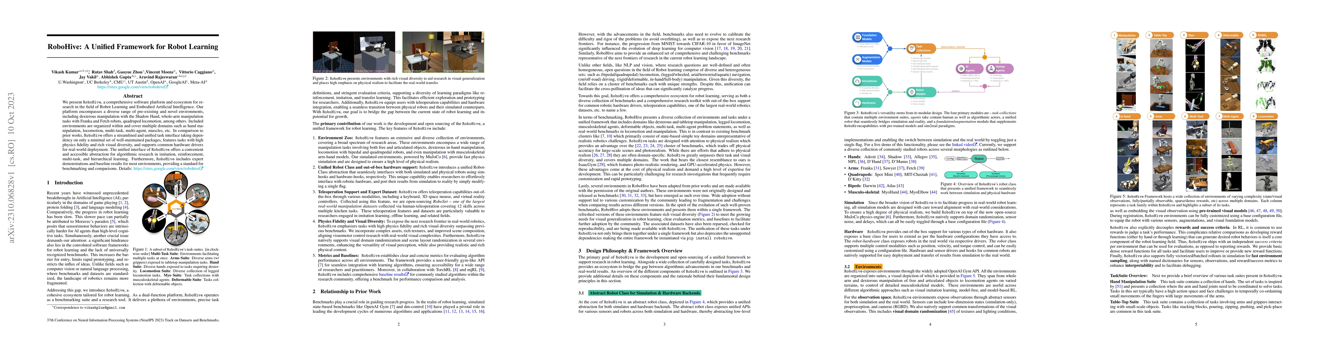 Thumbnail for RoboHive: A Unified Framework for Robot Learning
