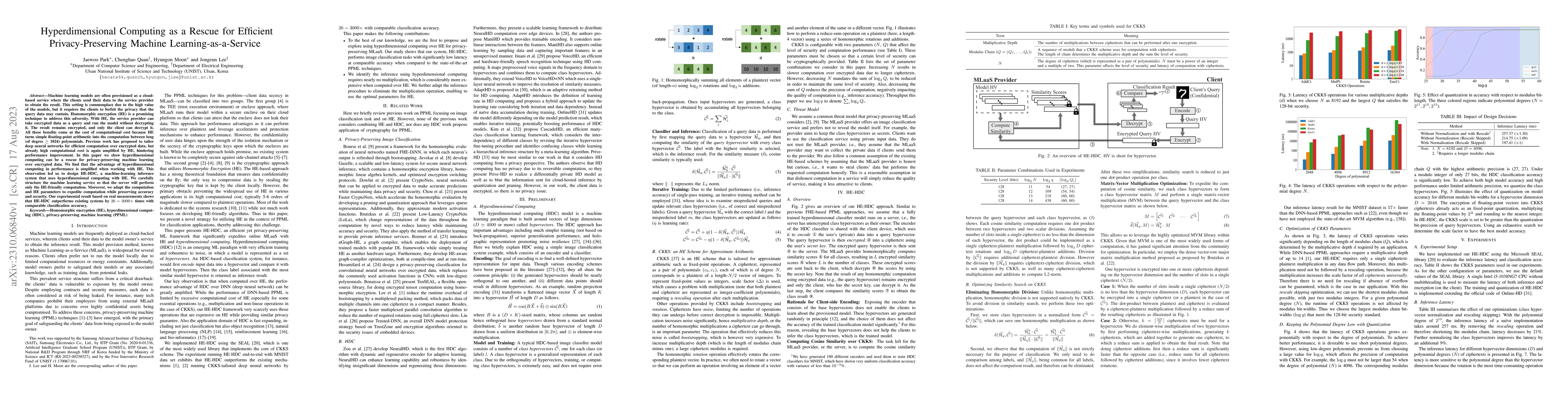 Thumbnail for Hyperdimensional Computing as a Rescue for Efficient Privacy-Preserving
  Machine Learning-as-a-Service