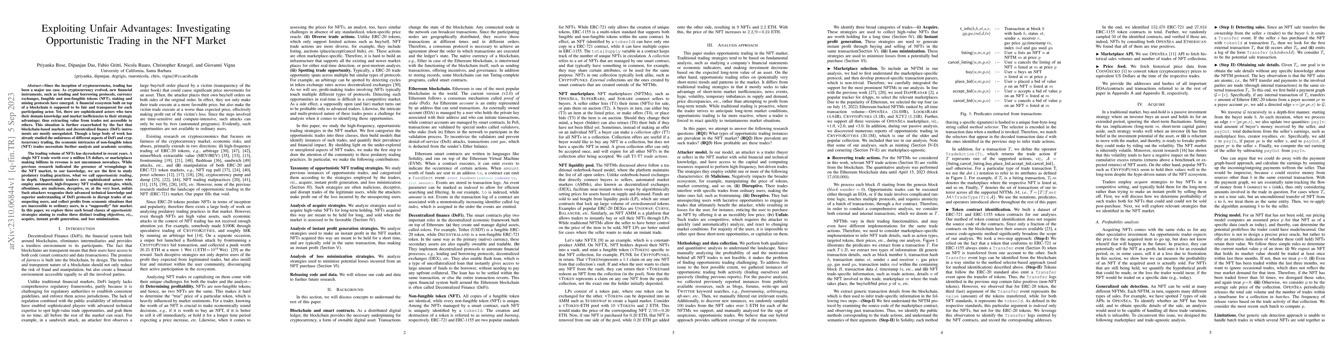 Thumbnail for Exploiting Unfair Advantages: Investigating Opportunistic Trading in the
  NFT Market