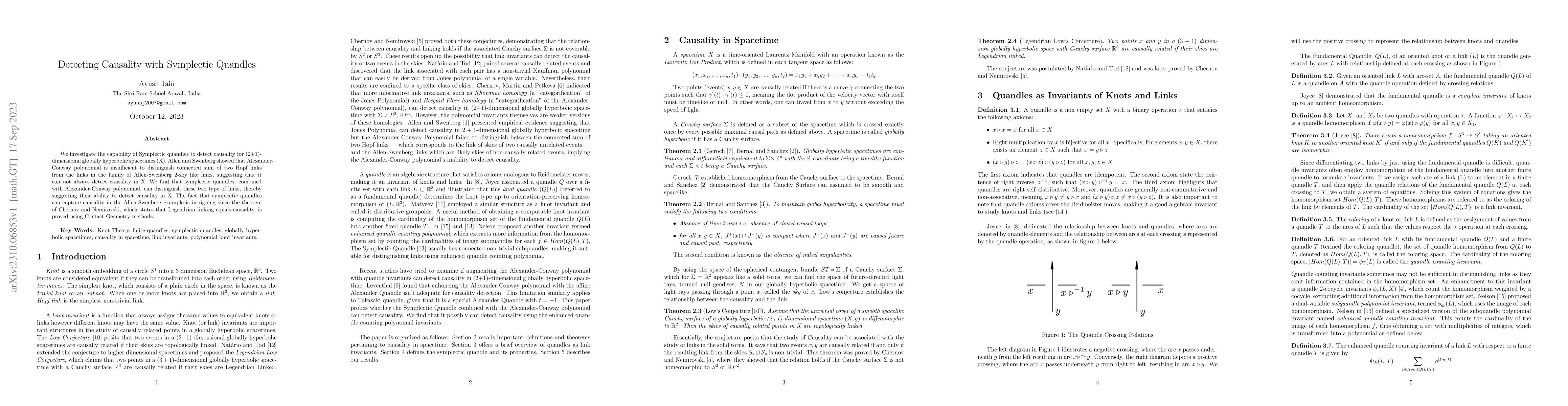 Thumbnail for Detecting Causality with Symplectic Quandles