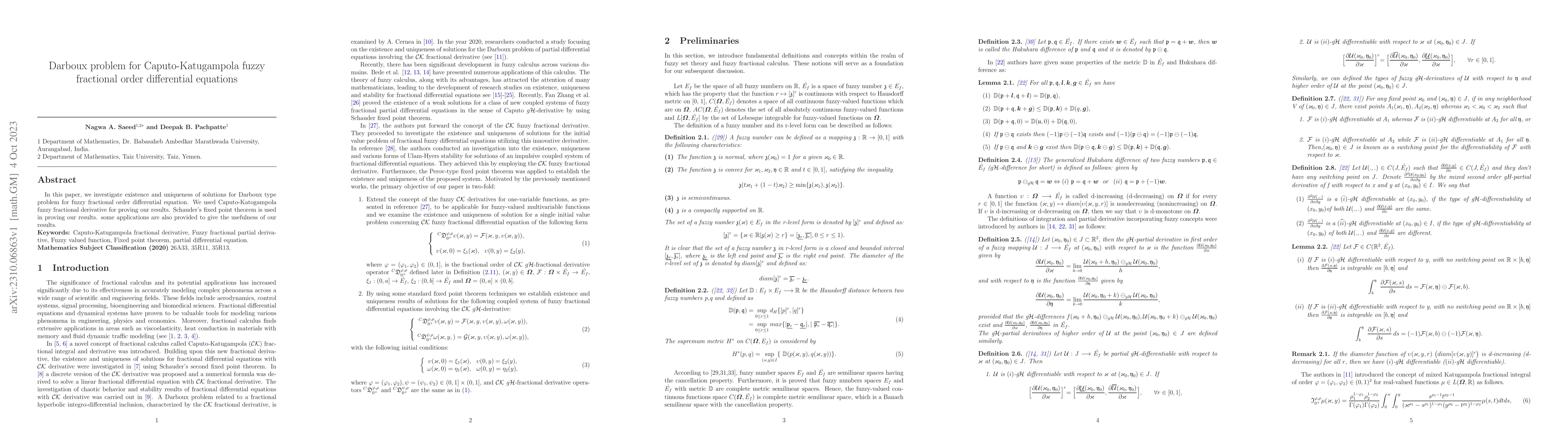 Thumbnail for Darboux problem for Caputo-Katugampola fuzzy fractional order
  differential equations