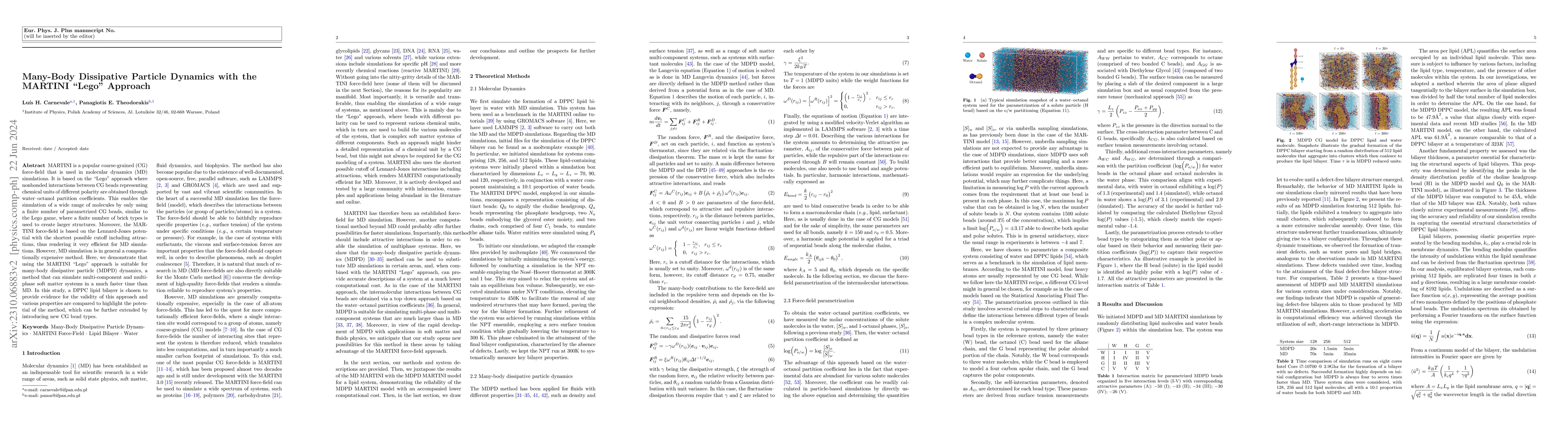 Thumbnail for Many-Body Dissipative Particle Dynamics with the MARTINI "Lego" approach