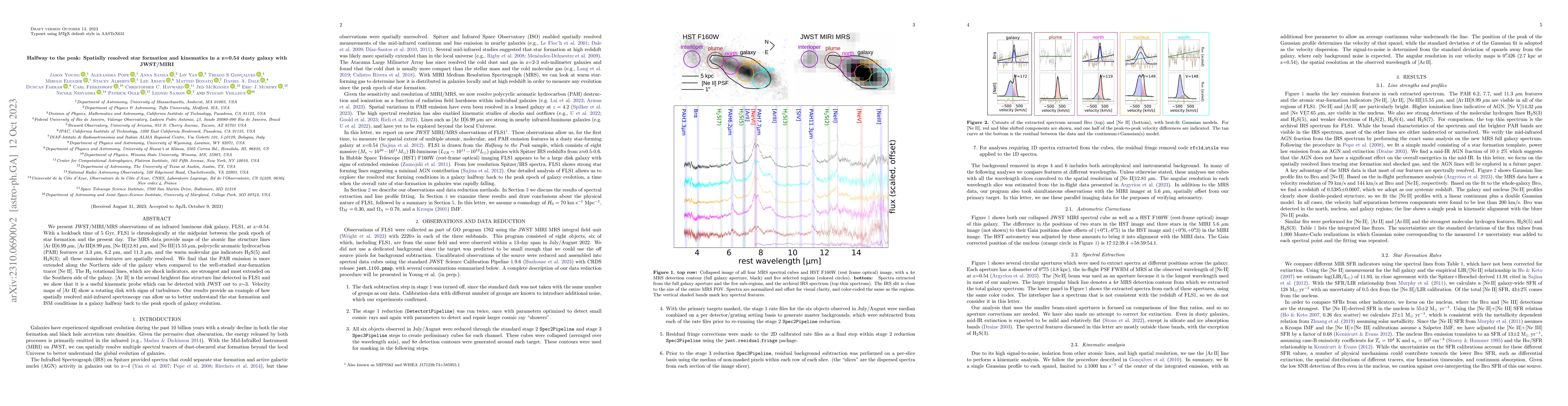 Thumbnail for Halfway to the peak: Spatially resolved star formation and kinematics in
  a z=0.54 dusty galaxy with JWST/MIRI