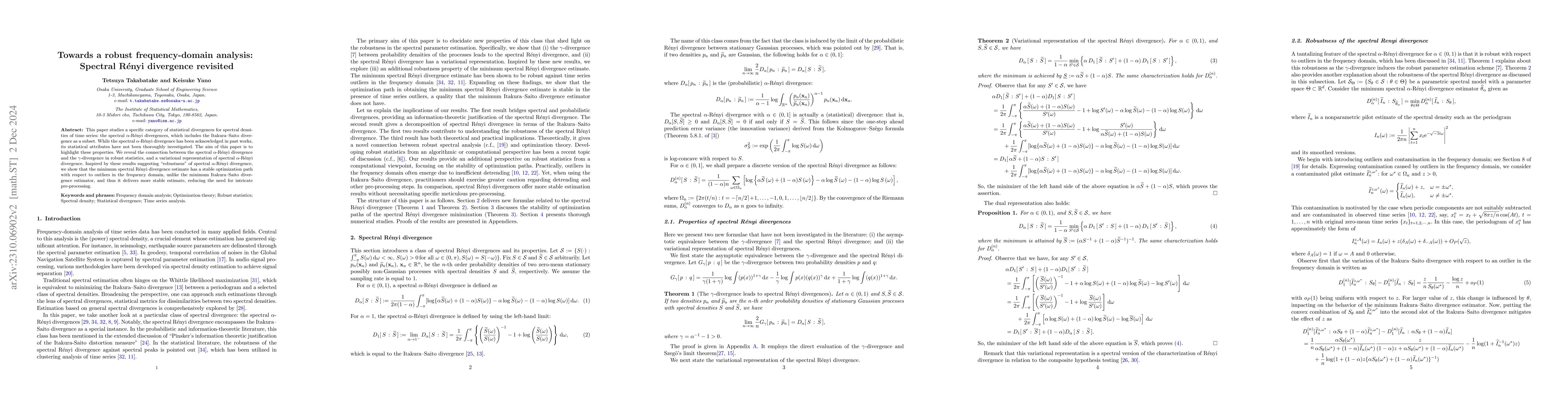 Thumbnail for Towards a robust frequency-domain analysis: Spectral R\'{e}nyi
  divergence revisited