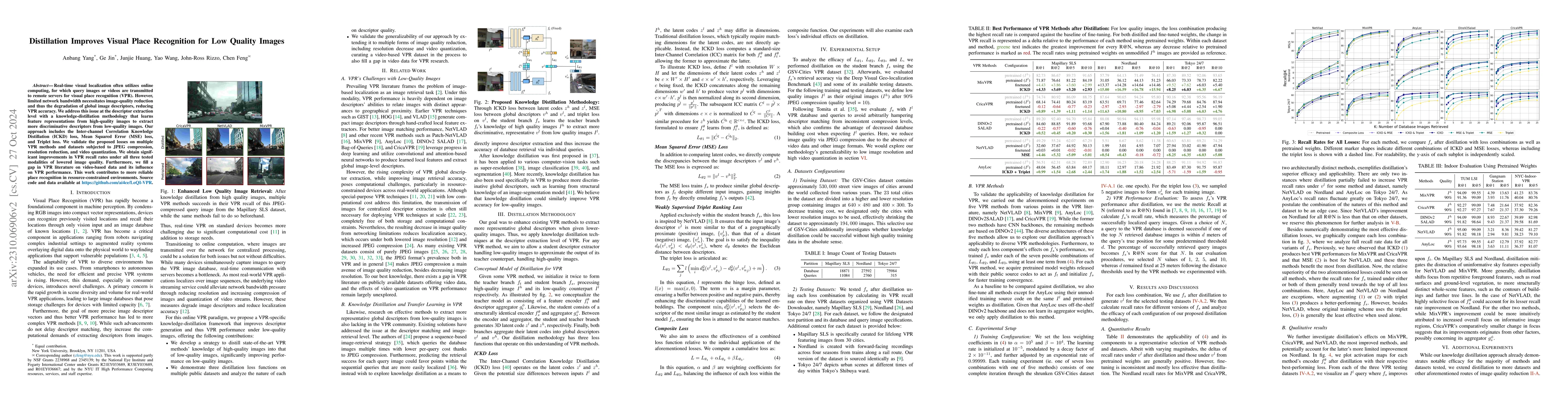 Thumbnail for Distillation Improves Visual Place Recognition for Low-Quality Queries