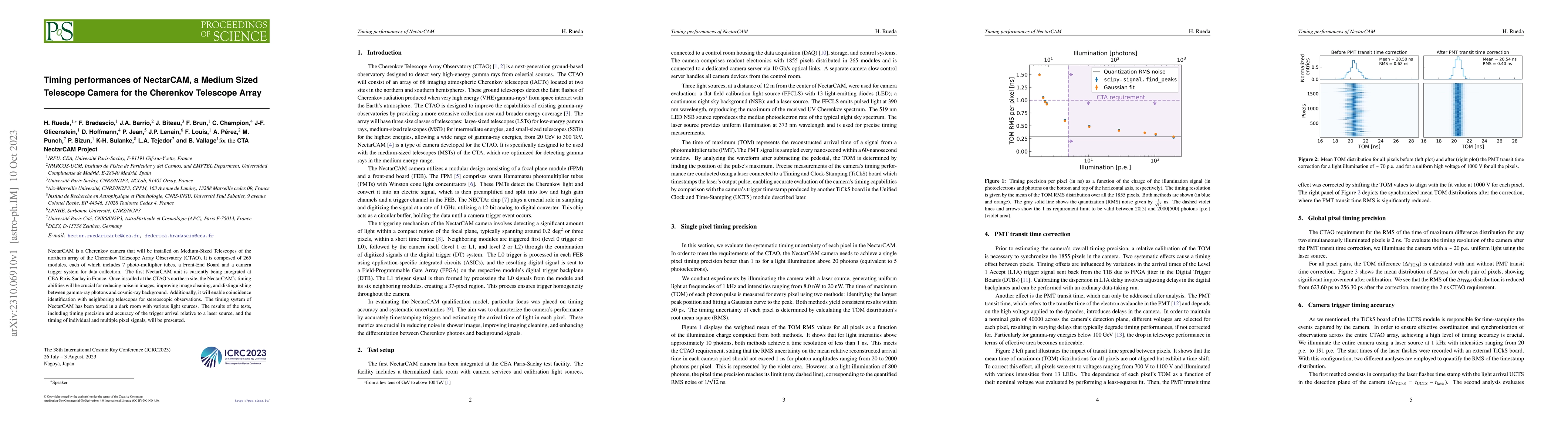 Thumbnail for Timing performances of NectarCAM, a Medium Sized Telescope Camera for
  the Cherenkov Telescope Array