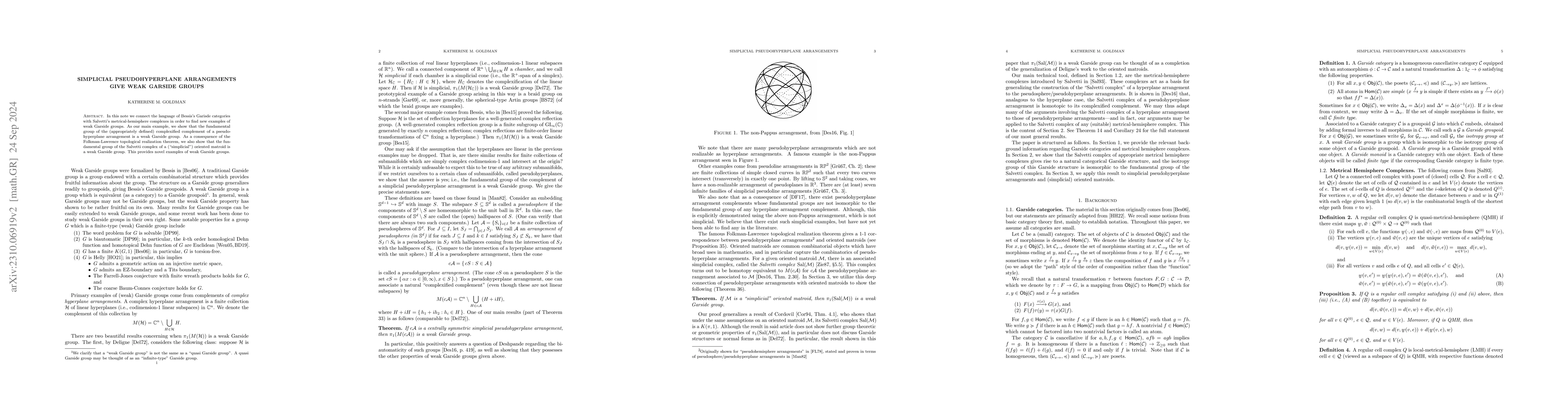 Thumbnail for Simplicial pseudohyperplane arrangements give weak Garside groups