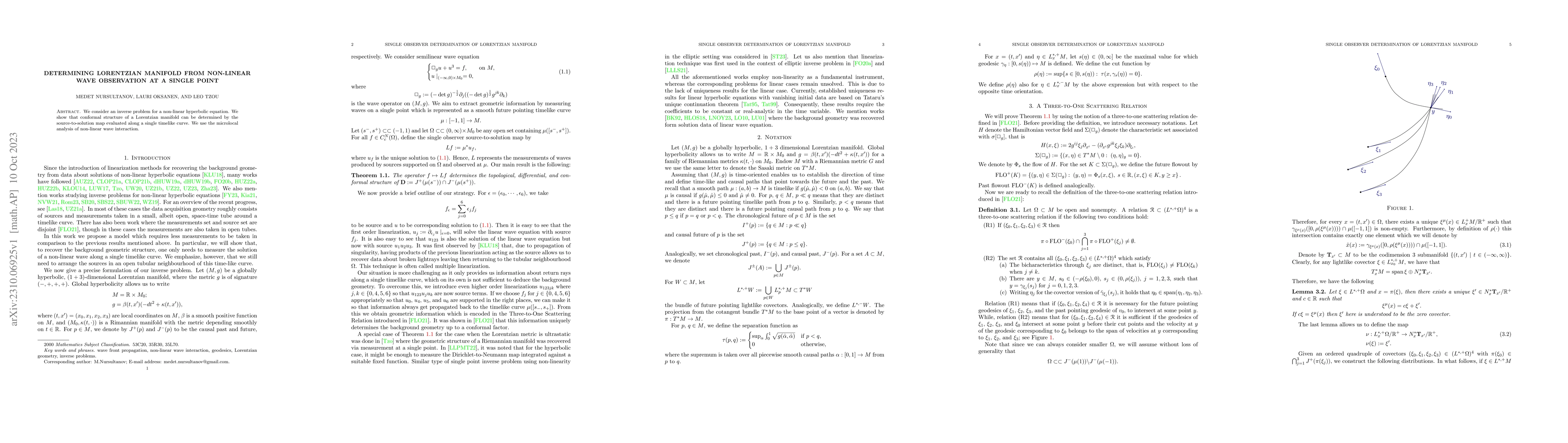 Thumbnail for Determining Lorentzian manifold from non-linear wave observation at a
  single point