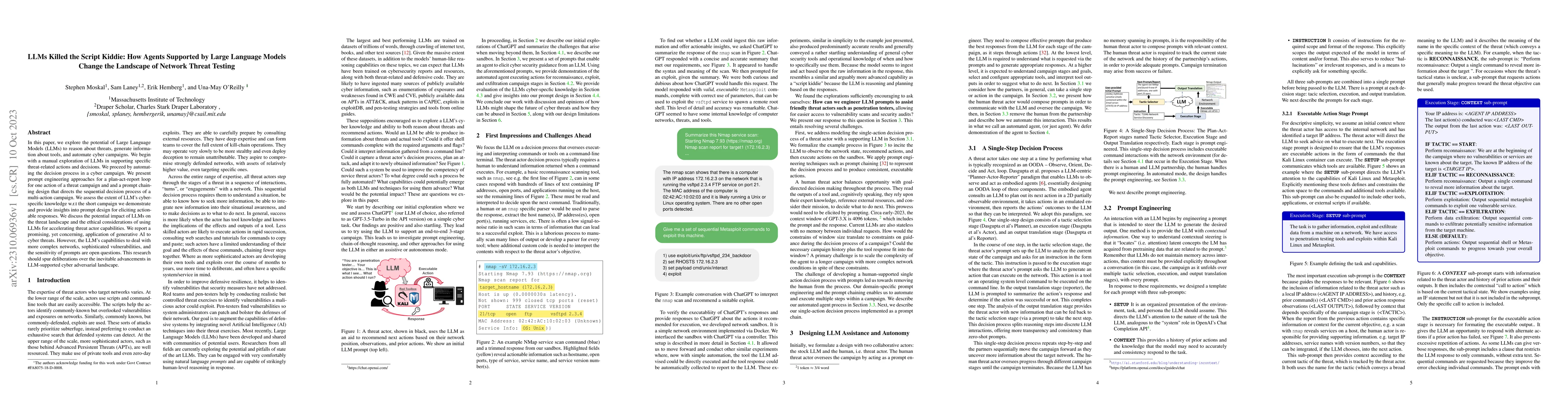 Thumbnail for LLMs Killed the Script Kiddie: How Agents Supported by Large Language
  Models Change the Landscape of Network Threat Testing
