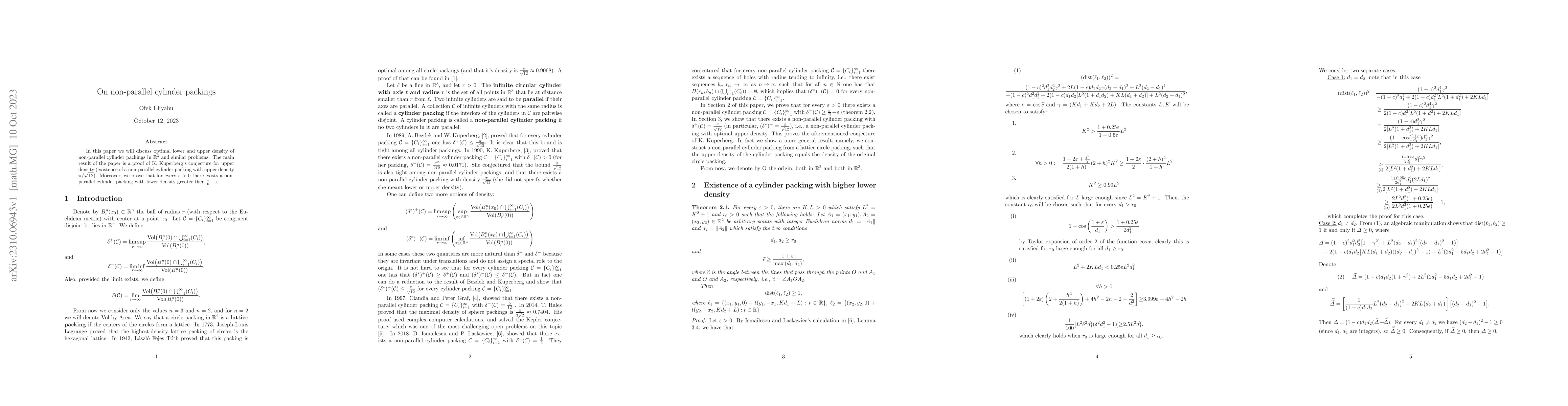 Thumbnail for On non-parallel cylinder packings