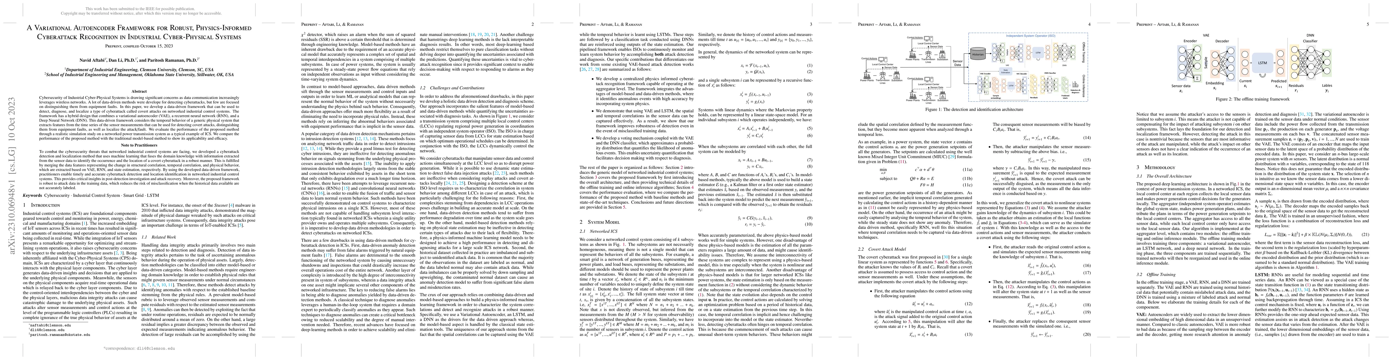 Thumbnail for A Variational Autoencoder Framework for Robust, Physics-Informed
  Cyberattack Recognition in Industrial Cyber-Physical Systems