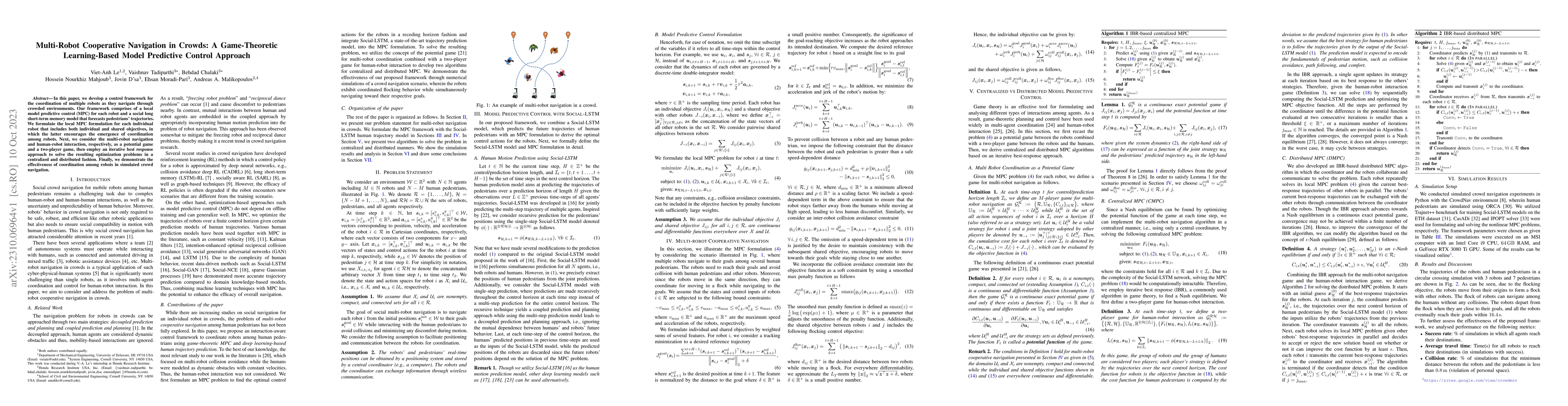 Thumbnail for Multi-Robot Cooperative Navigation in Crowds: A Game-Theoretic
  Learning-Based Model Predictive Control Approach