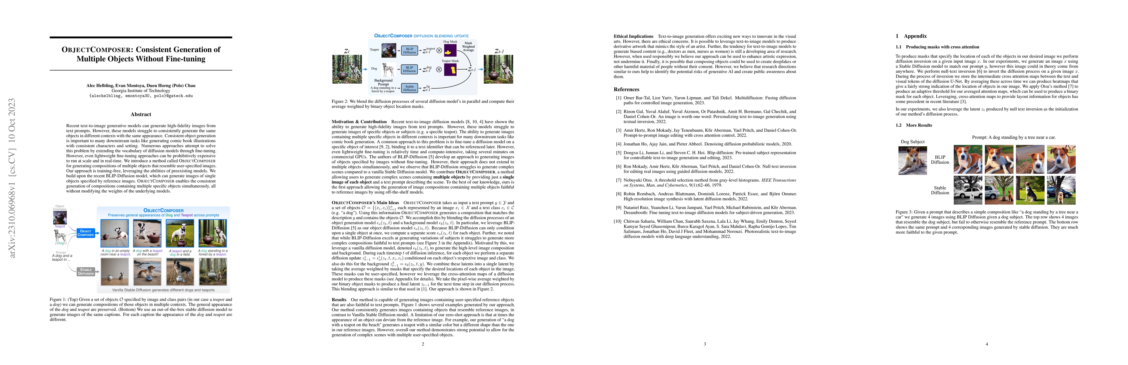 Thumbnail for ObjectComposer: Consistent Generation of Multiple Objects Without
  Fine-tuning