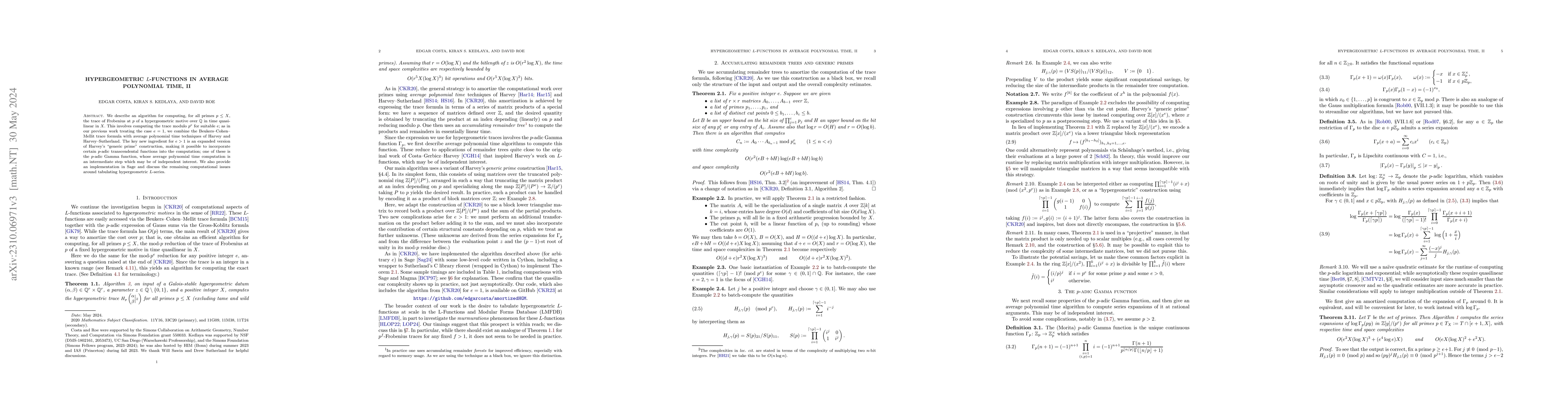 Thumbnail for Hypergeometric $L$-functions in average polynomial time, II