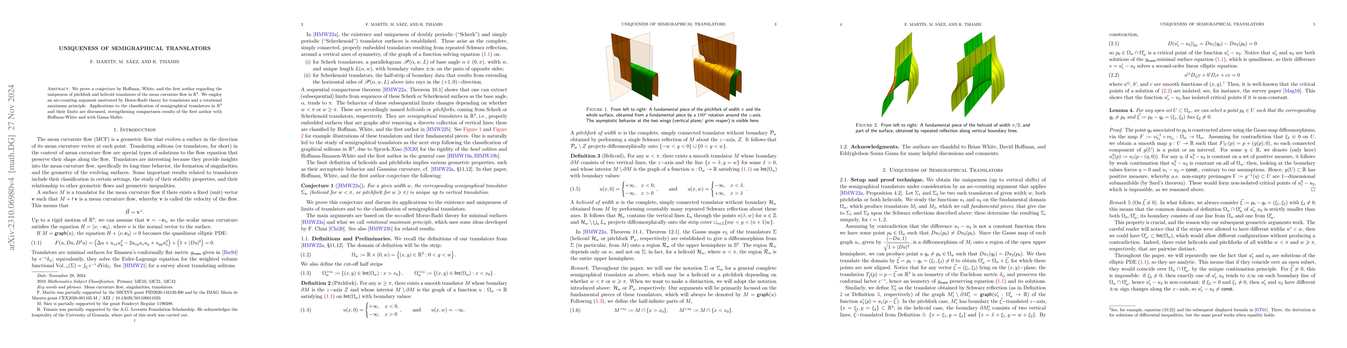 Thumbnail for Uniqueness of Semigraphical Translators
