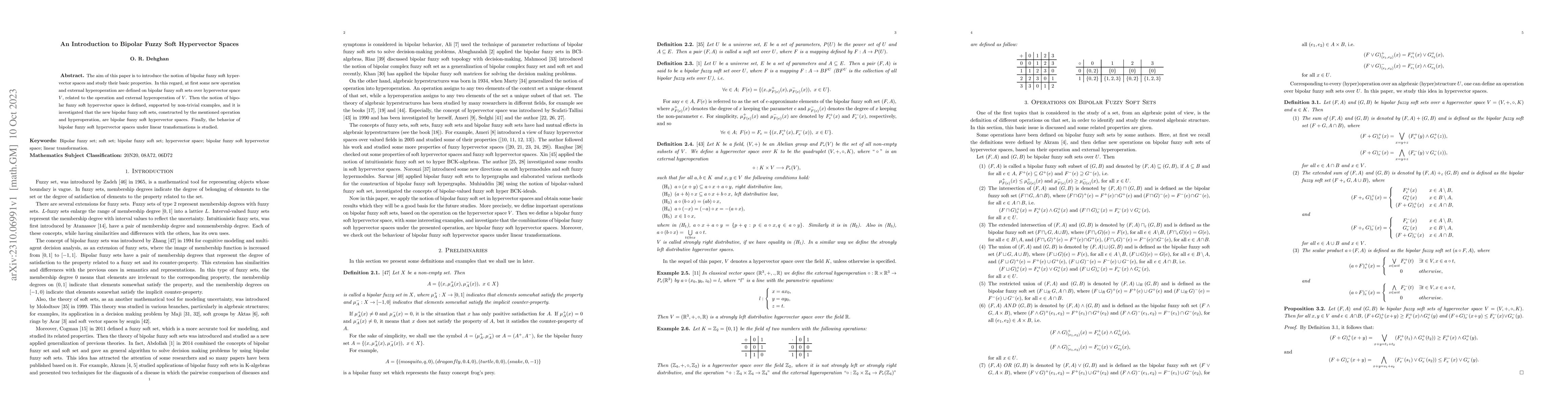 Thumbnail for An Introduction to Bipolar Fuzzy Soft Hypervector Spaces