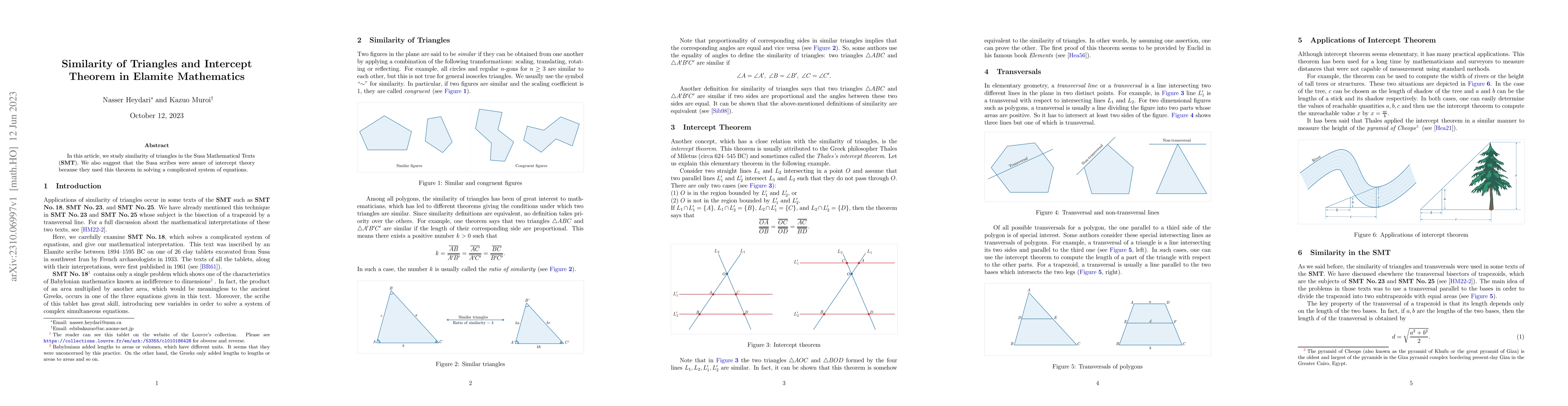 Thumbnail for Similarity of Triangles and Intercept Theorem in Elamite Mathematics