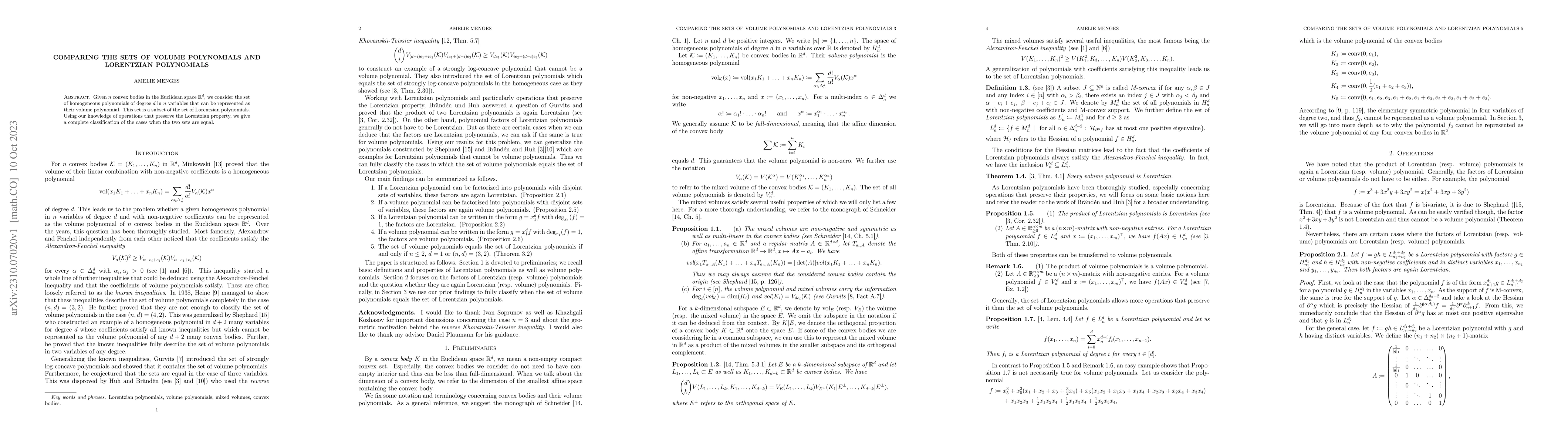 Thumbnail for Comparing the sets of volume polynomials and Lorentzian Polynomials
