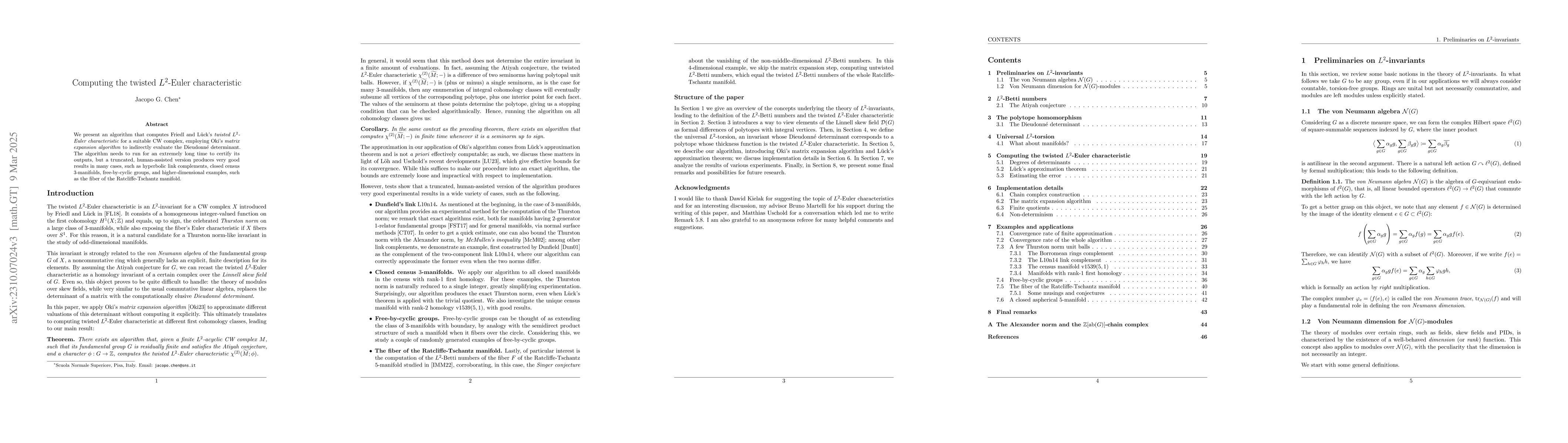 Thumbnail for Computing the twisted $L^2$-Euler characteristic