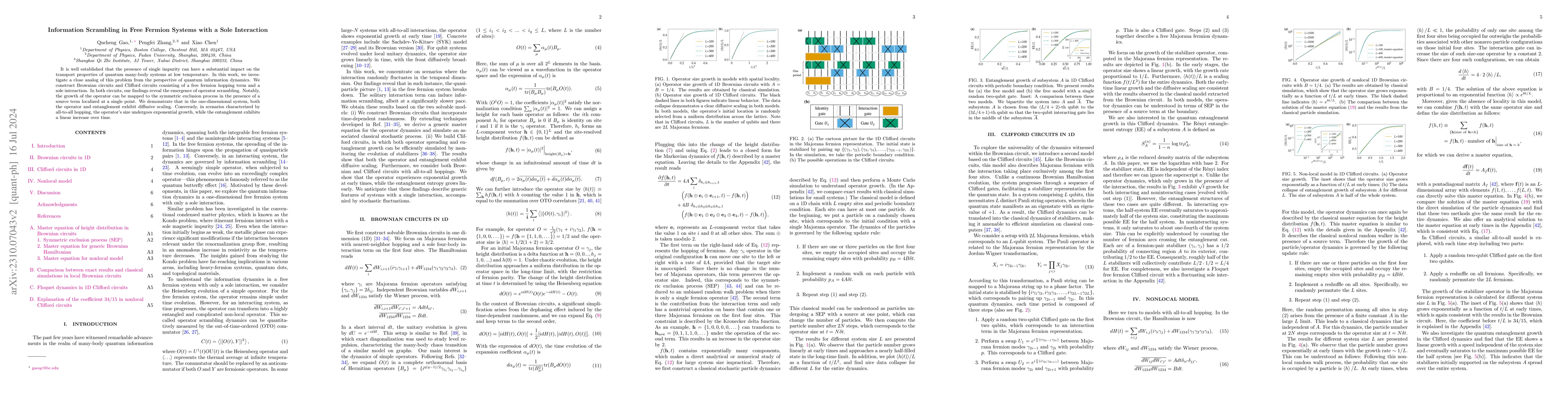 Thumbnail for Information Scrambling in Free Fermion Systems with a Sole Interaction