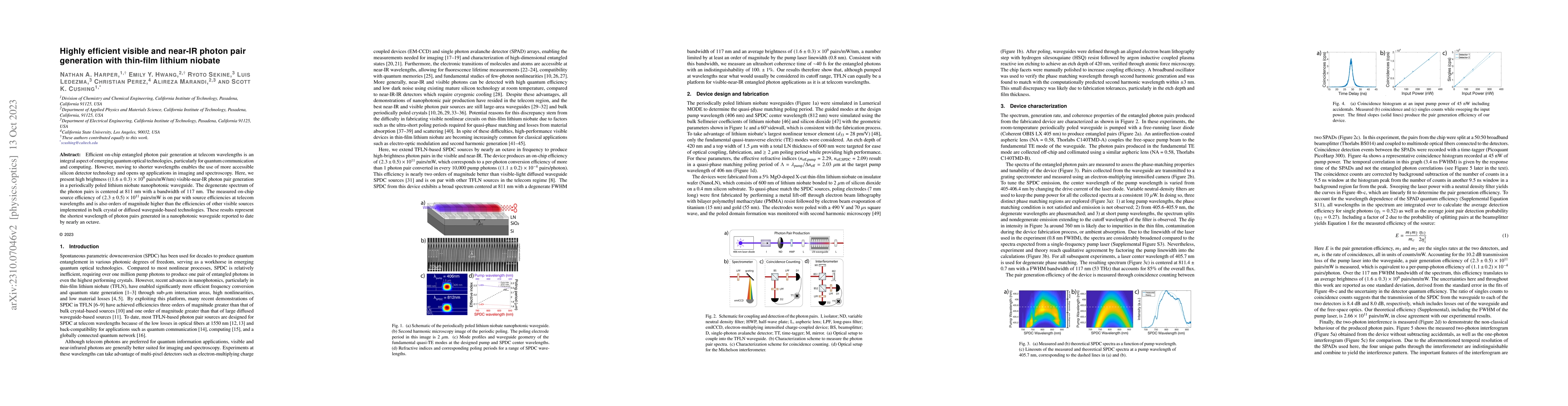 Thumbnail for Highly efficient visible and near-IR photon pair generation with
  thin-film lithium niobate