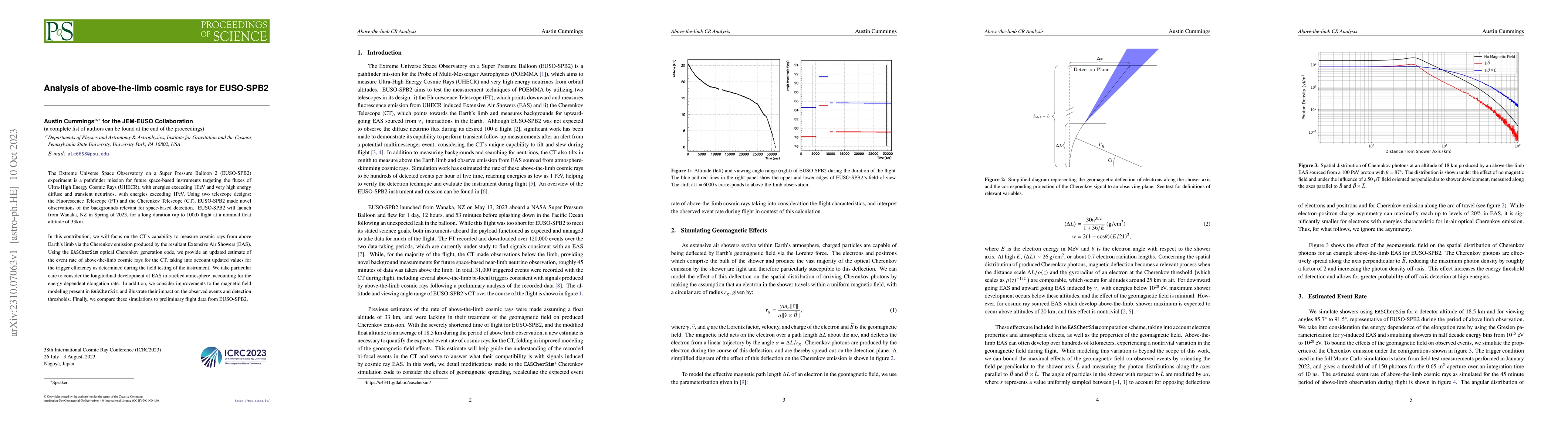 Thumbnail for Analysis of above-the-limb Cosmic Rays for EUSO-SPB2