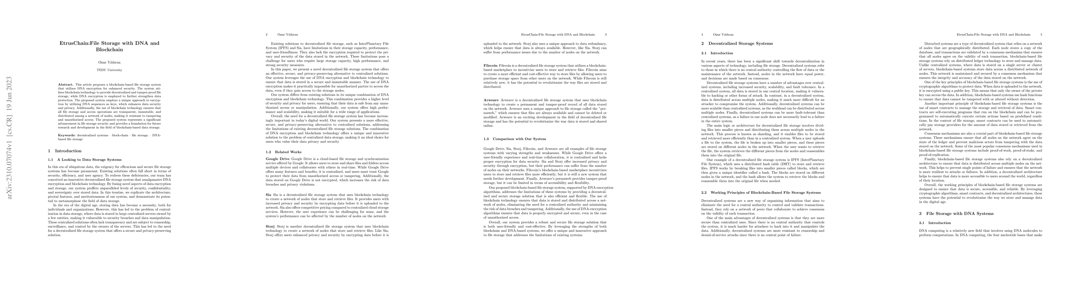 Thumbnail for EtrusChain: File Storage with DNA and Blockchain
