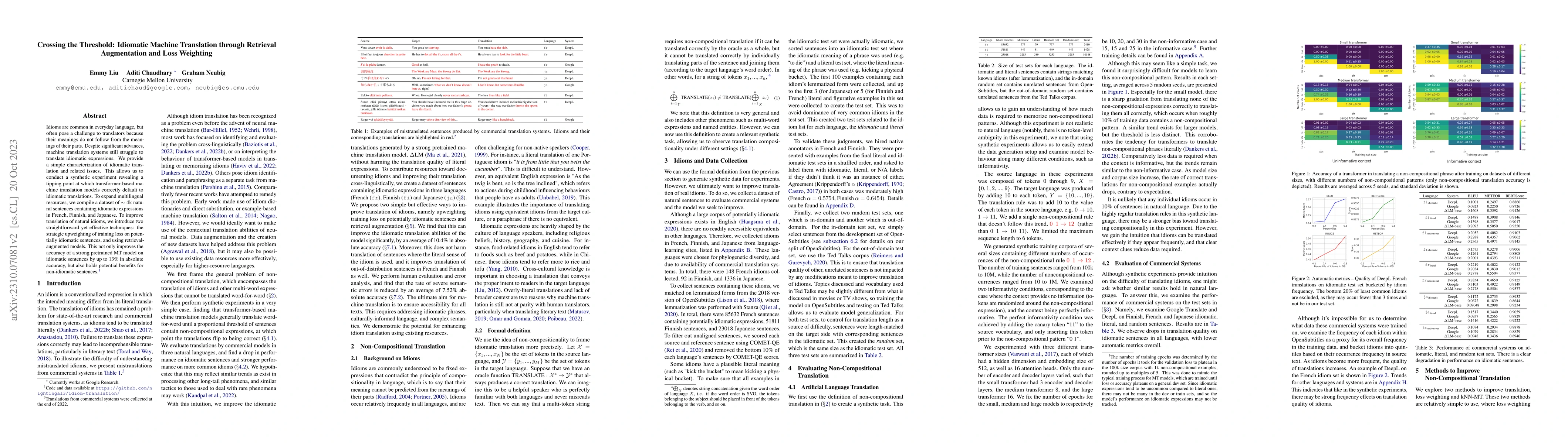Thumbnail for Crossing the Threshold: Idiomatic Machine Translation through Retrieval
  Augmentation and Loss Weighting