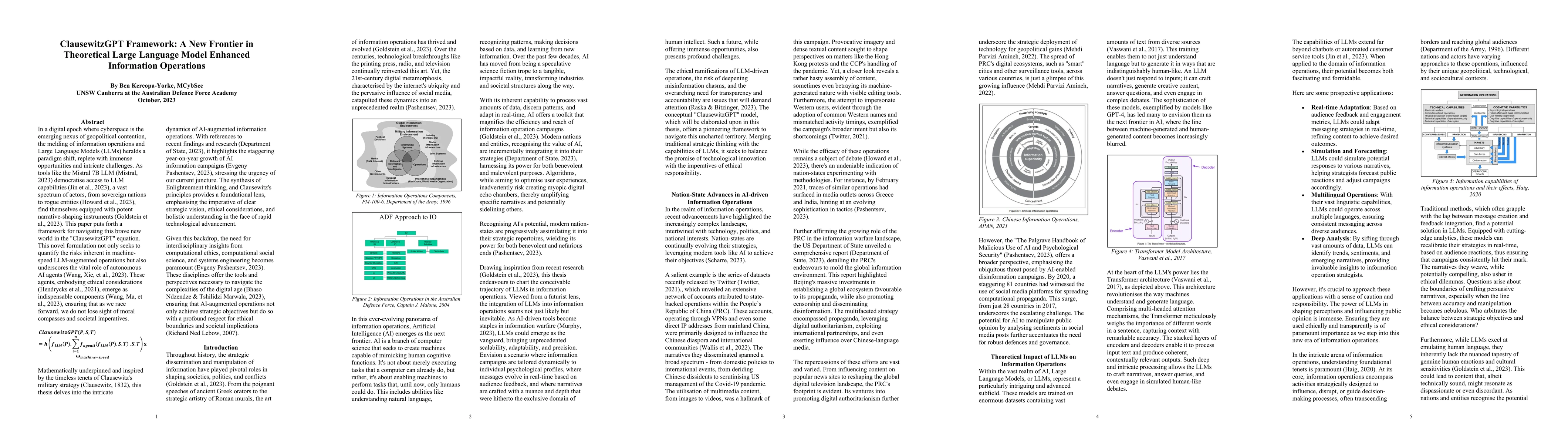Thumbnail for ClausewitzGPT Framework: A New Frontier in Theoretical Large Language
  Model Enhanced Information Operations