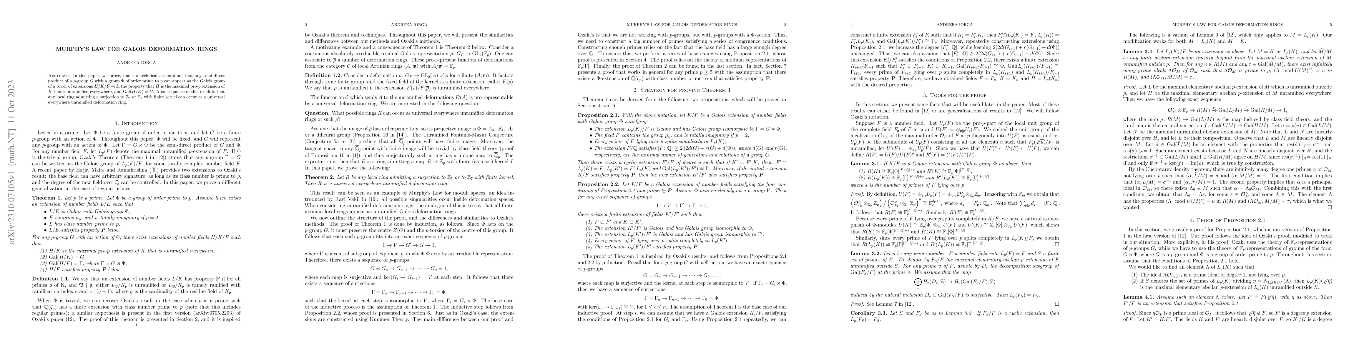 Thumbnail for Murphy's Law for Galois Deformation Rings