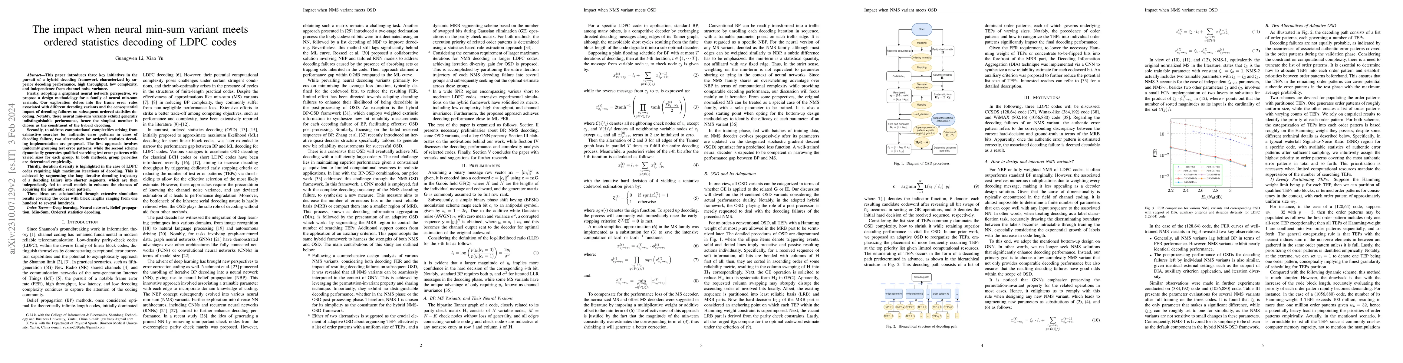 Thumbnail for The impact when neural min-sum variant meets ordered statistics decoding
  of LDPC codes