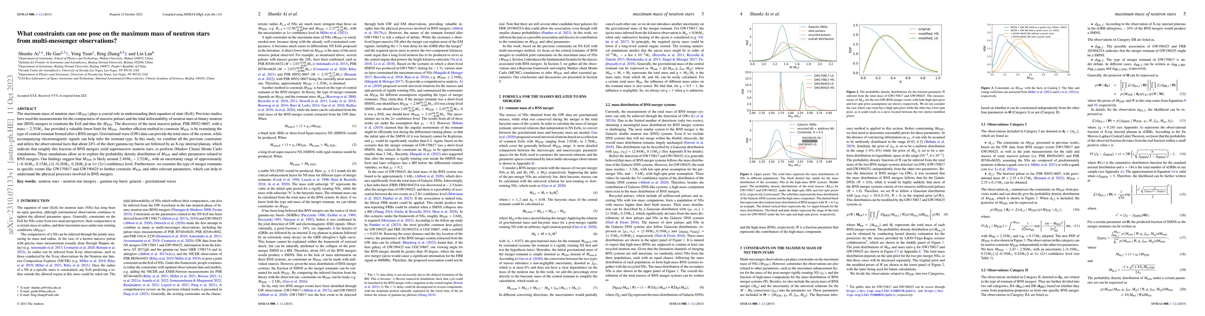 Thumbnail for What constraints can one pose on the maximum mass of neutron stars from
  multi-messenger observations?