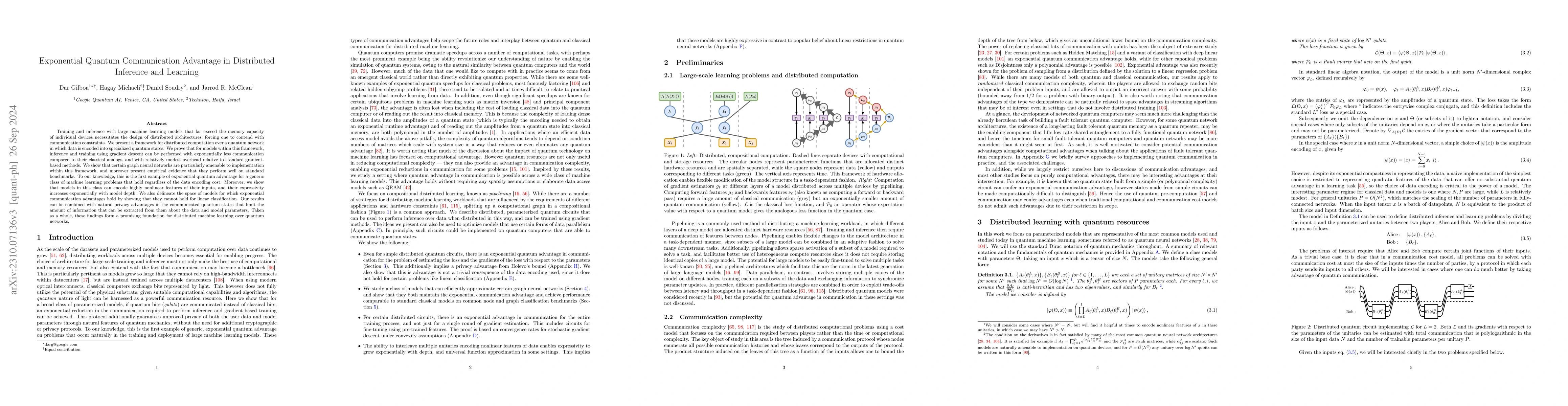 Thumbnail for Exponential Quantum Communication Advantage in Distributed Inference and
  Learning