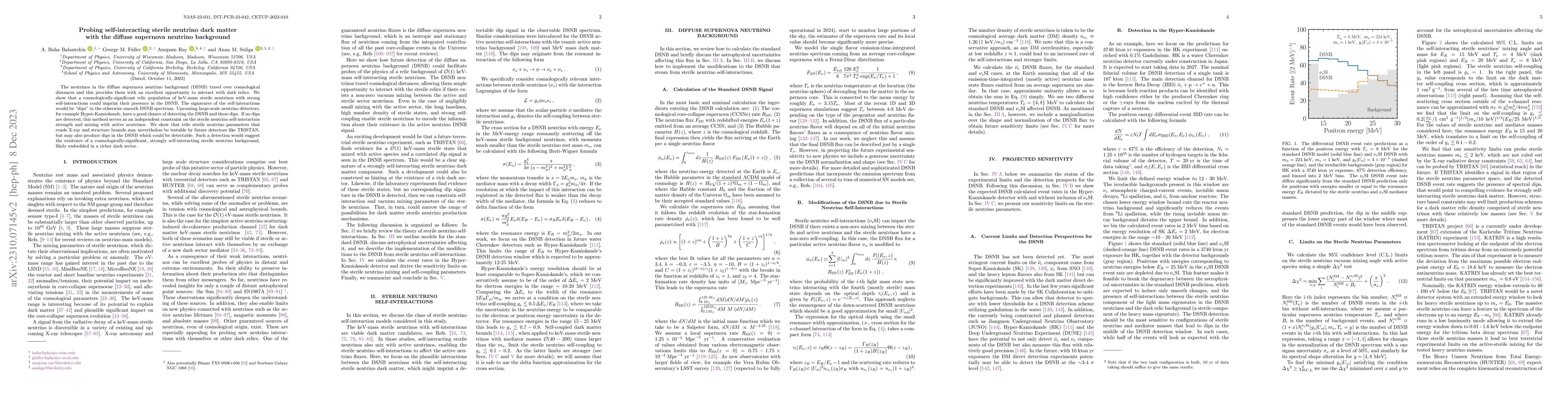 Thumbnail for Probing self-interacting sterile neutrino dark matter with the diffuse
  supernova neutrino background