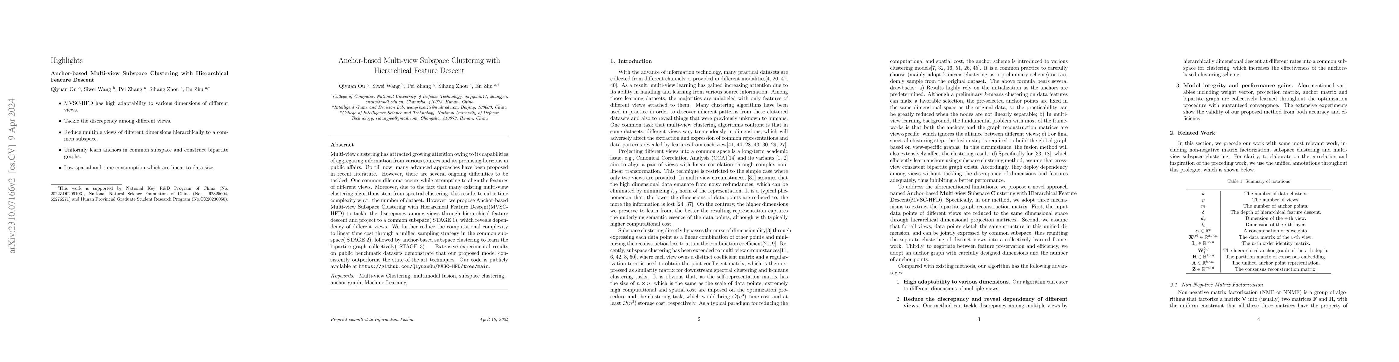 Thumbnail for Anchor-based Multi-view Subspace Clustering with Hierarchical Feature
  Descent