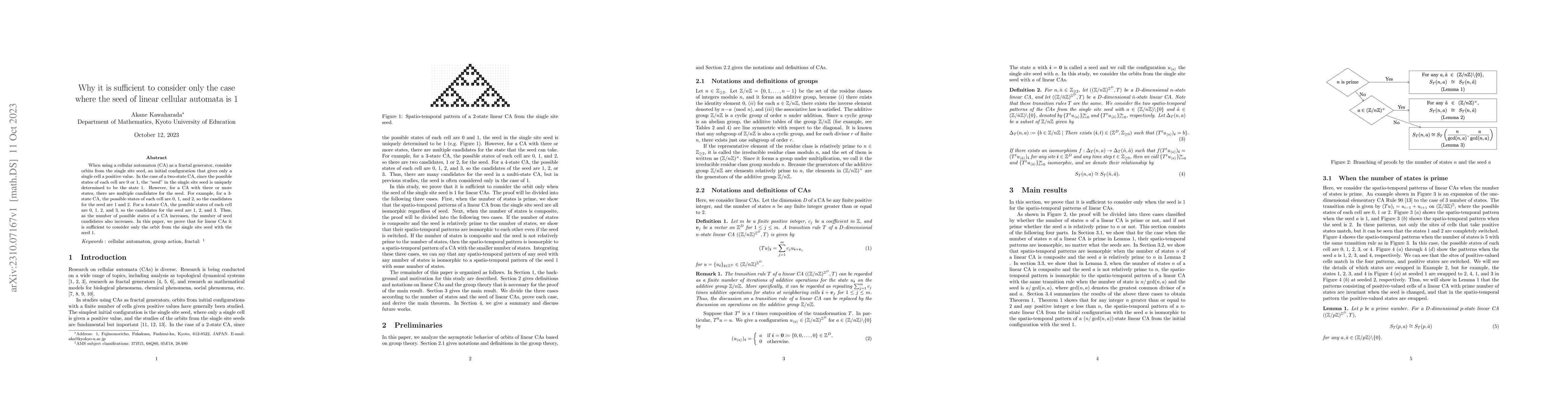 Thumbnail for Why it is sufficient to consider only the case where the seed of linear
  cellular automata is $1$