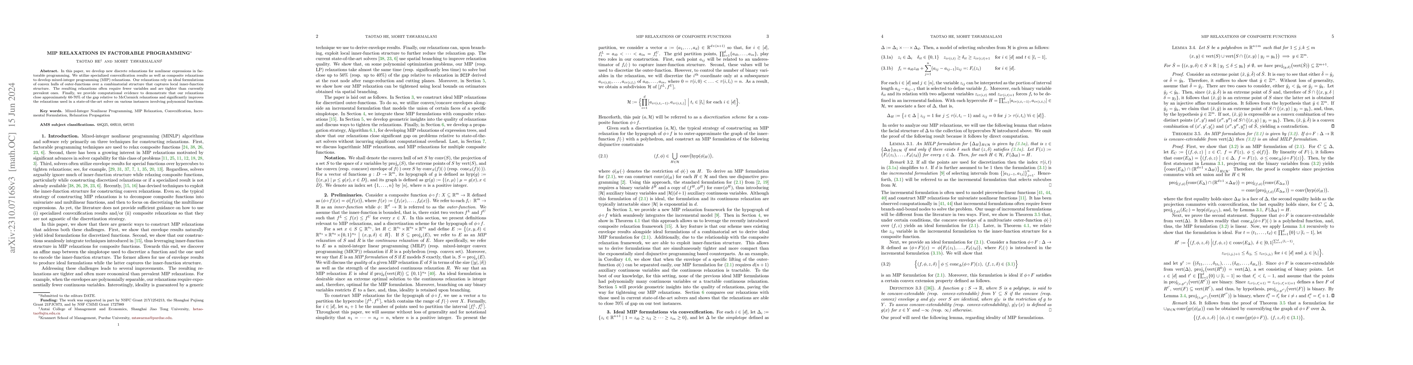 Thumbnail for MIP Relaxations in Factorable Programming