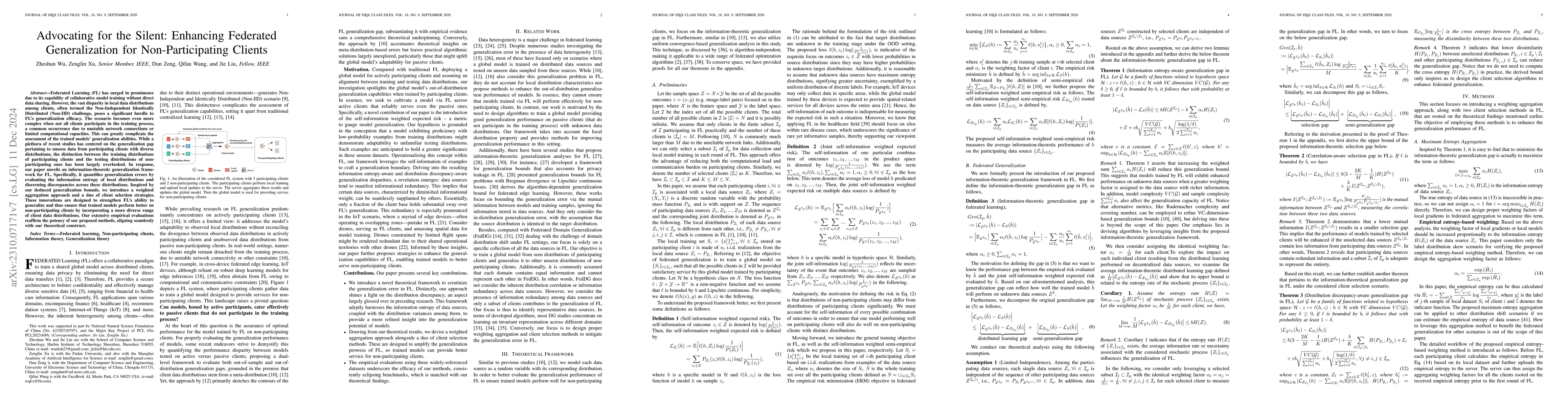 Thumbnail for Advocating for the Silent: Enhancing Federated Generalization for
  Non-Participating Clients