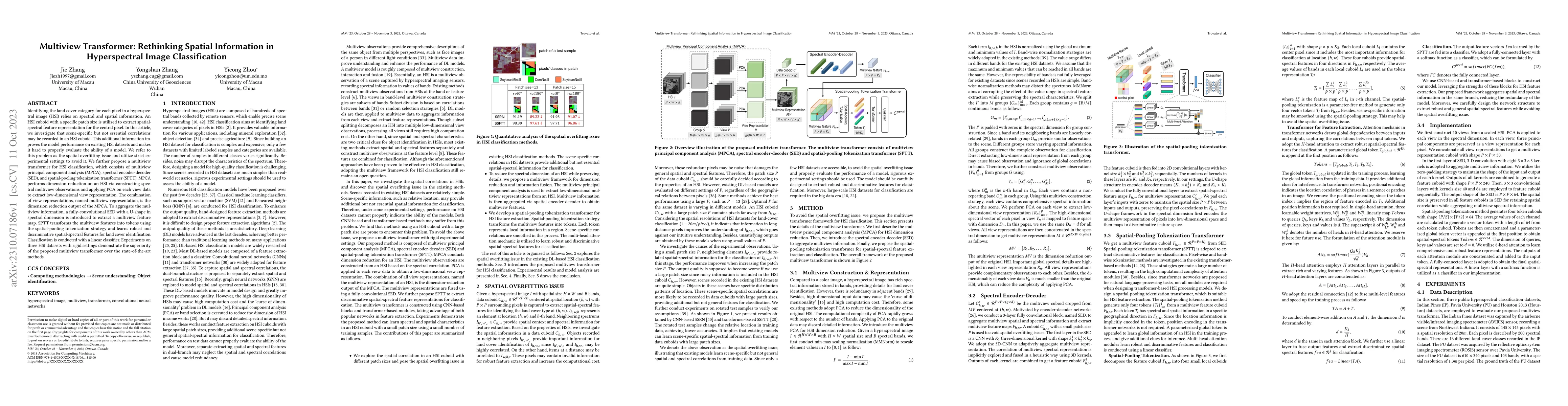 Thumbnail for Multiview Transformer: Rethinking Spatial Information in Hyperspectral
  Image Classification