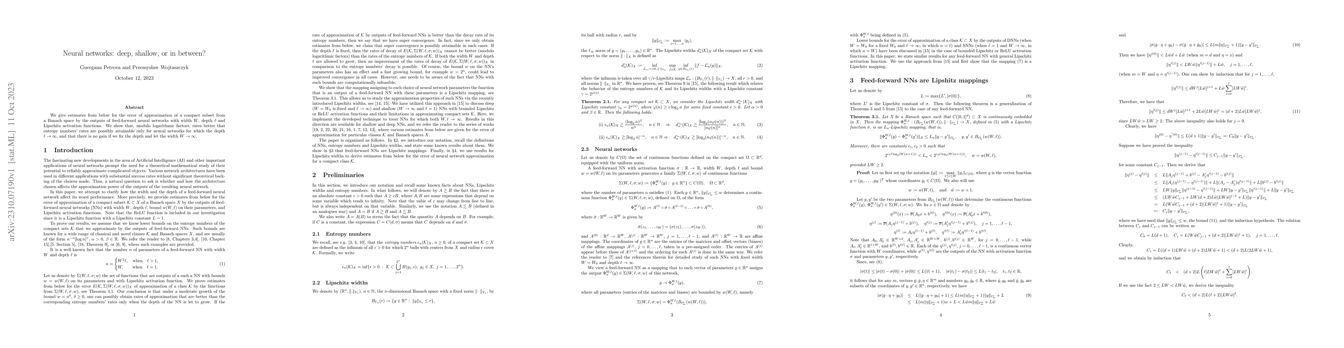 Thumbnail for Neural networks: deep, shallow, or in between?