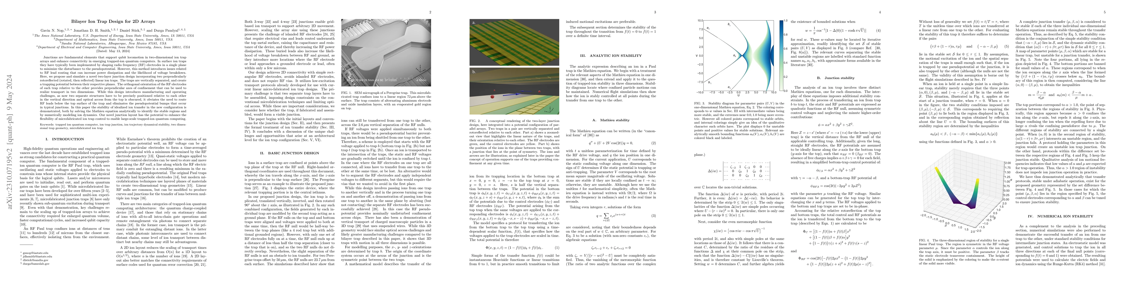 Thumbnail for Bilayer Ion Trap Design for 2D Arrays
