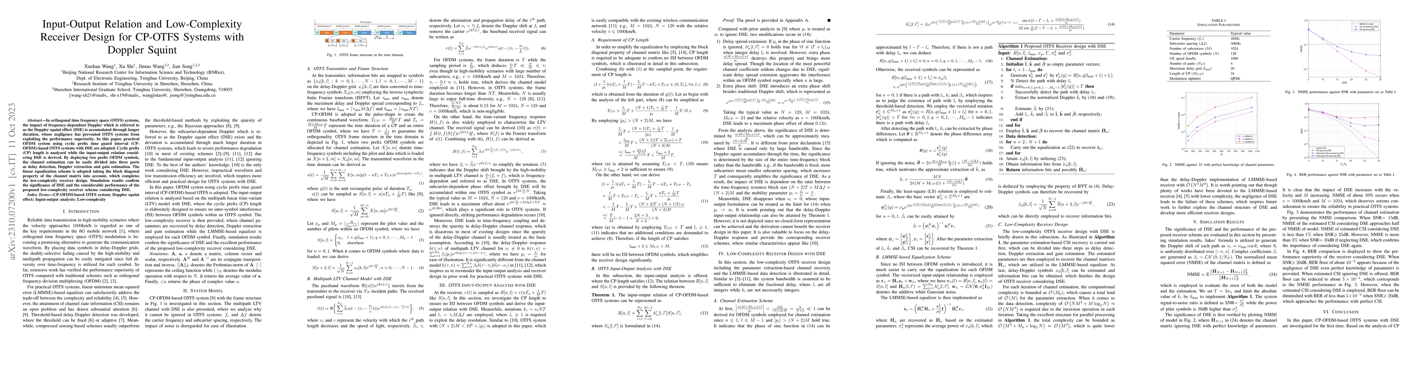 Thumbnail for Input-Output Relation and Low-Complexity Receiver Design for CP-OTFS
  Systems with Doppler Squint