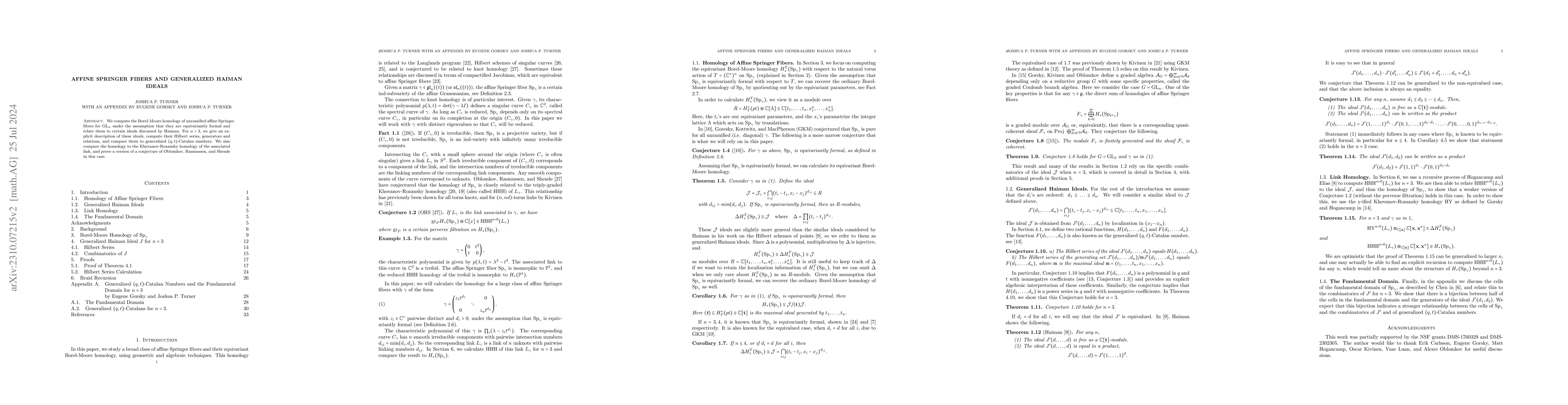 Thumbnail for Affine Springer Fibers and Generalized Haiman Ideals