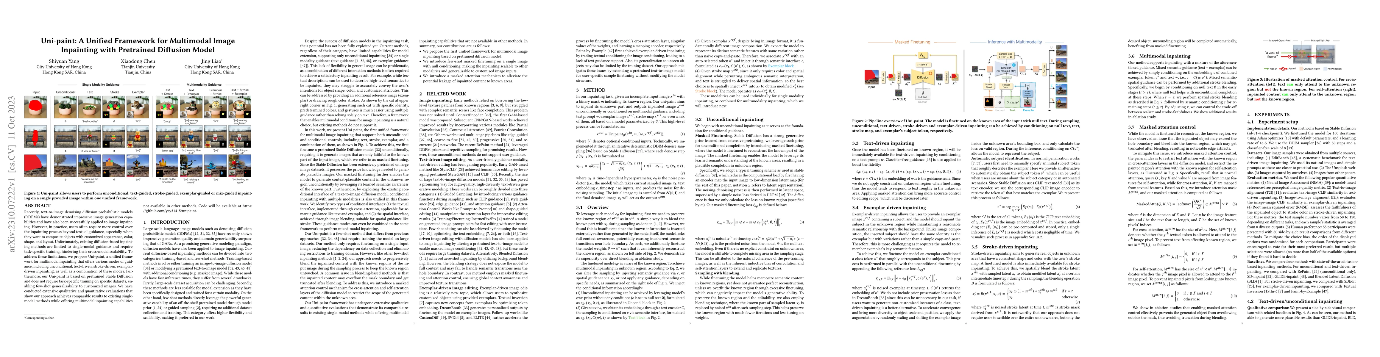 Thumbnail for Uni-paint: A Unified Framework for Multimodal Image Inpainting with
  Pretrained Diffusion Model
