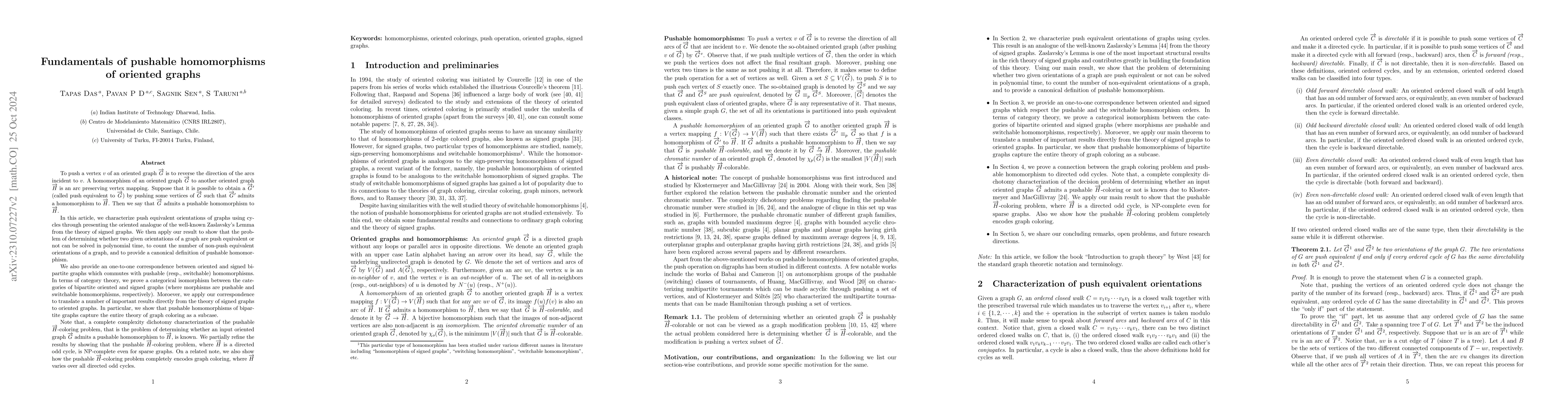 Thumbnail for On fundamental results for pushable homomorphisms of oriented graphs