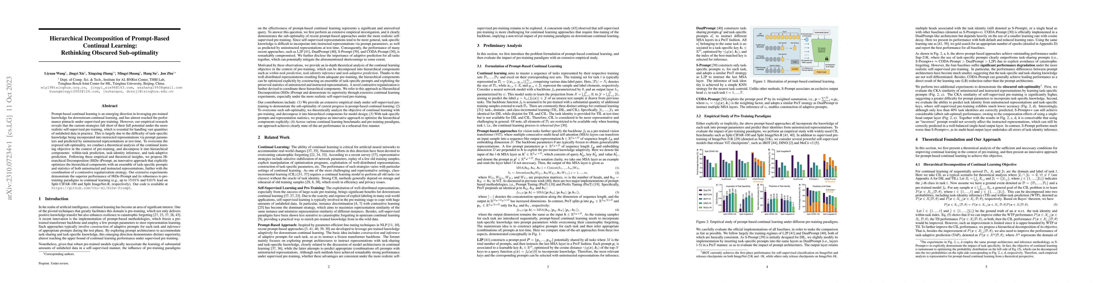 Thumbnail for Hierarchical Decomposition of Prompt-Based Continual Learning:
  Rethinking Obscured Sub-optimality