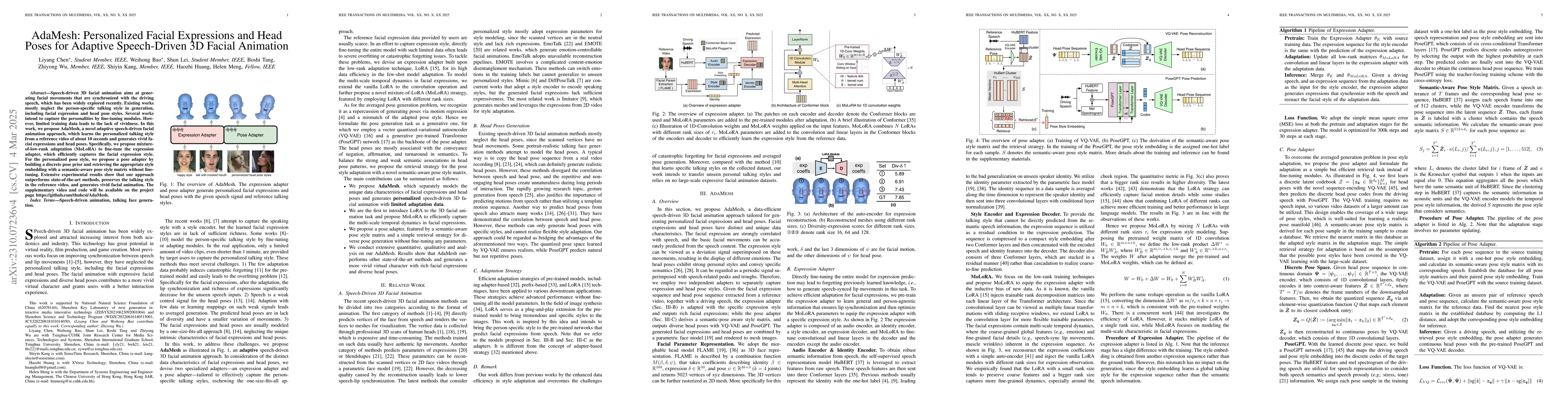 Thumbnail for AdaMesh: Personalized Facial Expressions and Head Poses for Adaptive
  Speech-Driven 3D Facial Animation