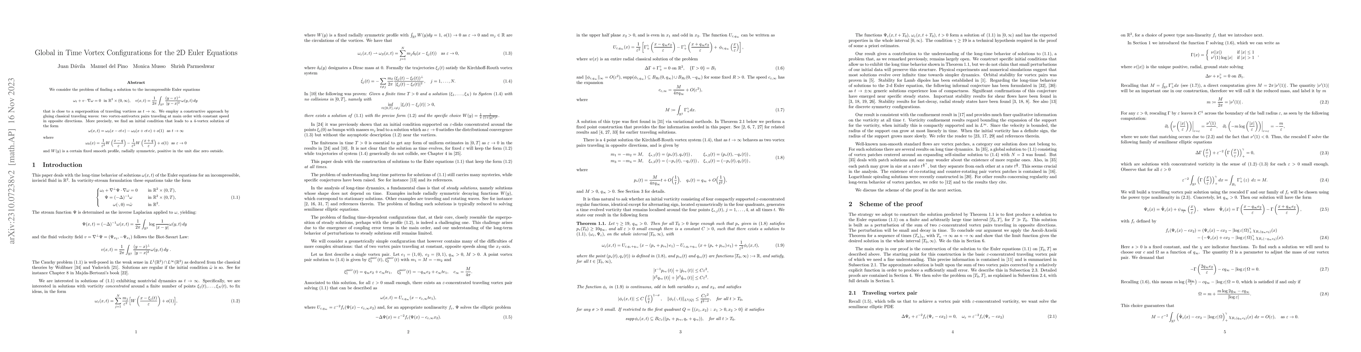 Thumbnail for Global in Time Vortex Configurations for the $2$D Euler Equations