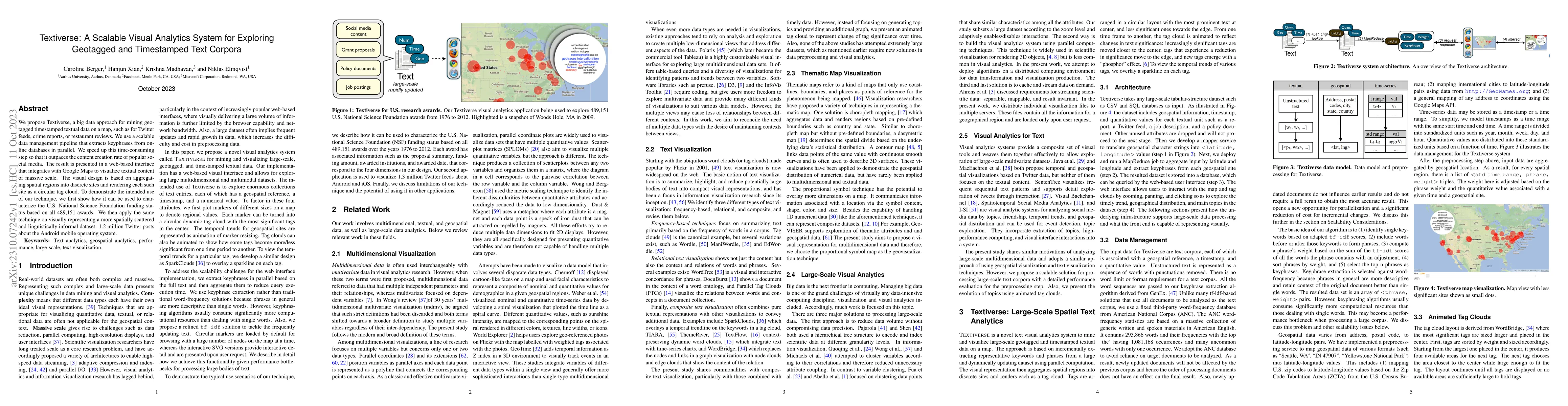 Thumbnail for Textiverse: A Scalable Visual Analytics System for Exploring Geotagged
  and Timestamped Text Corpora